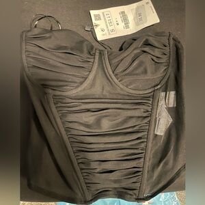 Black Ruched Crop Top
